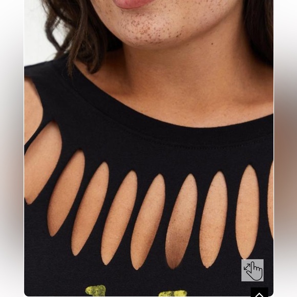 Torrid Sublime Long Beach Sun Black Slashed Tee - Picture 4 of 11